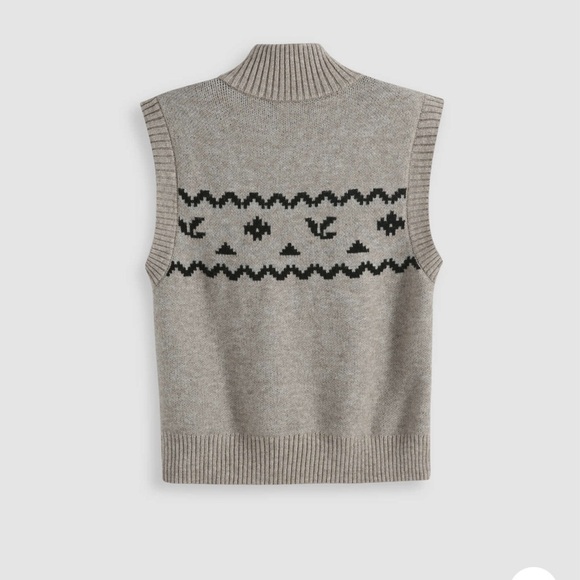 Cider | Mountain and Dragon Knitted Vest | Quarter Zip | Tan/Black | size XL - Picture 2 of 5